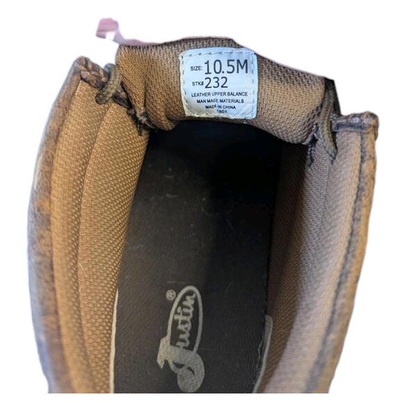 Justin Capple Boots Mens 10.5 M Brown Leather Ankle Lace Up Casual Workwear‎ - Picture 7 of 7